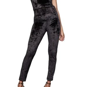 GOOD AMERICAN Crushed Black Velvet Boss Pants in size 0 NWOT